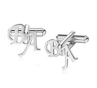 Albertband Boutons de Manchette Personnalisés avec Lettre de l'Alphabet A-Z Gravée 2 Pcs Nom Boutons de Manchette pour Hommes Business Party Noël Marié Meilleur Homme Anniversaire (#11)