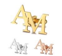 Albertband Boutons de Manchette Personnalisés avec Lettre de l'Alphabet A-Z Gravée 2 Pcs Nom Boutons de Manchette pour Hommes Business Party Noël Marié Meilleur Homme Anniversaire (#9)