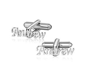 Albertband Boutons de Manchette Personnalisés avec Lettre de l'Alphabet A-Z Gravée 2 Pcs Nom Boutons de Manchette pour Hommes Business Party Noël Marié Meilleur Homme Anniversaire (#12)