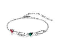 ALBERTBAND Bracelet Infinity Argent Personnalisé avec Noms et Charmes Pierre de Naissance Simulés Bracelets Réglables pour Femmes Filles (2 noms)