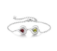 ALBERTBAND Bracelet Personnalisé Infinity Cœur Bracelet pour Femme avec Prénom Pierre de naissance Cadeau pour la Fête des mères, Noël, Anniversaires (2 cuore)