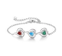 ALBERTBAND Bracelet Personnalisé Infinity Cœur Bracelet pour Femme avec Prénom Pierre de naissance Cadeau pour la Fête des mères, Noël, Anniversaires (3 cuore)