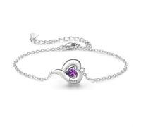 ALBERTBAND Bracelet Personnalisé Infinity Cœur Bracelet pour Femme avec Prénom Pierre de naissance Cadeau pour la Fête des mères, Noël, Anniversaires (1 cuore)