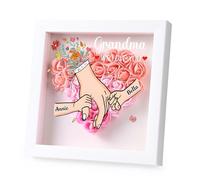 ALBERTBAND Cadeau de Fête des Mères Personnalisé Boîte à Fleurs avec Prénoms Photo Rose Eternelle Cadeau pour Maman Mamie (Nom-Rose)