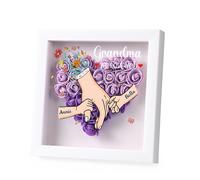 ALBERTBAND Cadeau de Fête des Mères Personnalisé Boîte à Fleurs avec Prénoms Photo Rose Eternelle Cadeau pour Maman Mamie (Nom-Pourpre)