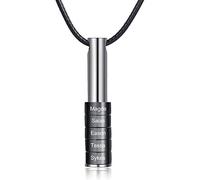 ALBERTBAND Collier pour homme personnalisé pendentifs en cuir gravé avec 1-9 perles en argent/noir colliers famille papa père mari meilleur ami cadeau pour la fête des pères (Noir-5names)