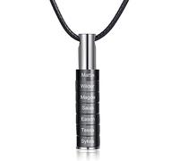ALBERTBAND Collier pour homme personnalisé pendentifs en cuir gravé avec 1-9 perles en argent/noir colliers famille papa père mari meilleur ami cadeau pour la fête des pères (Noir-7names)