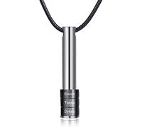 ALBERTBAND Collier pour homme personnalisé pendentifs en cuir gravé avec 1-9 perles en argent/noir colliers famille papa père mari meilleur ami cadeau pour la fête des pères (Noir-3names)