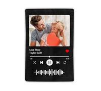 ALBERTBAND Couverture en Flanelle Personnalisée pour Couple Couverture avec Photo Spotify Code Cadeau de Saint Valentin Noël Anniversaire Cadeau pour Homme Femme (150X200cm)