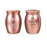 ALBERTBAND Petite Urne Photo Personnalisée pour Cendre Souvenir de Crémation Mini Urnes Funéraires pour Animaux de Compagnie Humains Cendres Mémorial Cendres Porte-Boîtes (#Or Rose)