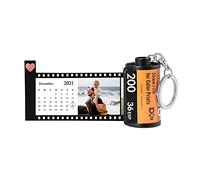 ALBERTBAND Porte-Clés Personnalisables Photo x5/8/10/15/20,Porte-clés Album Photo caméra Film Rouleau,Cadeau d'anniversaire de Noël Rétro pour Papa Maman Amant Ami (calendrier+7pcs)