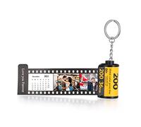 ALBERTBAND Porte-Clés Personnalisables Photo x5/8/10/15/20,Porte-clés Album Photo caméra Film Rouleau,Cadeau d'anniversaire de Noël Rétro pour Papa Maman Amant Ami (calendrier+14pcs+texte)