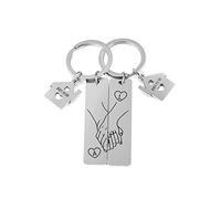 ALBERTBAND Porte-clés Personnalisé pour Couple 2PCS Main dans la Main Lettre et Date Gravées Cœur Or Rose Silber Cadeau pour Petite Amie Petit Ami Saint-Valentin Noël
