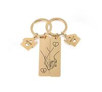 ALBERTBAND Porte-clés Personnalisé pour Couple 2PCS Porte-clés Main dans la Main Lettre et Date Gravées Cœur Porte-clés Or Rose Silber Cadeau pour Petite amie Petit ami Saint-Valentin Noël