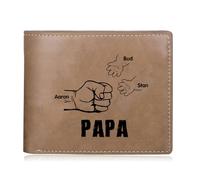ALBERTBAND Portefeuille Homme Cuir Portefeuille avec Gravé 1-5 Prénom Photo Personnalisé Cadeau Papa Grand-père Cadeau Fête des Pères (Marron-3 Name)