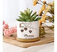 ALBERTBAND Pots de Fleurs Personnalisée Cadeau Fete des Meres Cadeau Maman Mamie Cadeau Anniversaire pour Maman Je t'aime Maman Graver 1-8 Noms Pots de Fleurs (A)