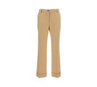 Alberto Biani - Pantalon Large en Coton - Femme - Pantalons - Beige - Taille: 34 FR