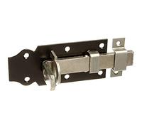 Alberts 116064 Verrou porte-cadenas | droit, avec poignée plate et gâche attachée | zingué, platine laquée noire | platine 100 x 44 mm