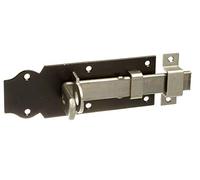 Alberts 116088 Verrou porte-cadenas | droit, avec poignée plate et gâche attachée | zingué, platine laquée noire | platine 140 x 52 mm
