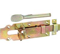 Alberts 117160 Verrou porte-cadenas pour portes d'étables | droit, avec poignée plate et gâche attachée | passivé | platine 180 x 64 mm