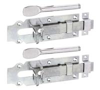 Alberts 117177 Verrou porte-cadenas pour portes d'étables | droit, avec poignée plate et gâche attachée | passivé | platine 160 x 56 mm | Set de 2 pièces