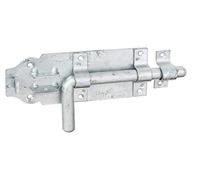 Alberts 124366 Verrou de box | avec poignée ronde et gâche attachée | galvanisé à chaud | platine 180 x 70 mm | Ø du boulon 16 mm | longueur totale 230 mm
