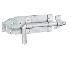 Alberts 124366 Verrou de box | avec poignée ronde et gâche attachée | galvanisé à chaud | platine 180 x 70 mm | Ø du boulon 16 mm | longueur totale 230 mm