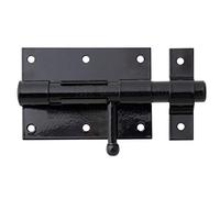 Alberts 137021 Verrou de box | avec poignée ronde et boucle serrée | plastifié, en noir | platine 95 x 67 mm | boulon Ø 15,5 mm | longueur totale 135 mm (Lot de 2)