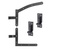 Alberts 206574 Assortiment de ferrures | pour portail à arc en plein cintre à un vantail | pour portail s'ouvrant à gauche ou à droite | plastifiées noires