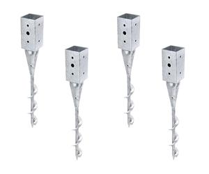Alberts 208370 Lot de 4 douilles de sol à visser | Pour poteaux en bois carré | Galvanisé à chaud | 71 x 71 mm | Longueur totale 595 mm