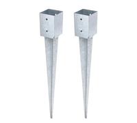 Alberts 211837 Ancre à enfoncer | pour poteau en bois rond ou carré | galvanisée à chaud | 101 x 101 mm | longueur totale 900 mm | Set de 2 pièces