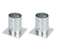 Alberts 211950 Ancre sur platine | pour poteau en bois rond ou carré | galvanisée à chaud | Ø 101 mm | Set de 2 pièces