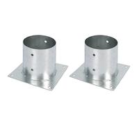 Alberts 212599 Ancre sur platine | pour poteau en bois rond ou carré | galvanisée à chaud | Ø 141 mm | Set de 2 pièces