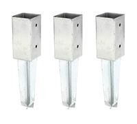 Alberts 212612 Ancre à sceller | pour poteau en bois carrés, à enfoncer | galvanisée à chaud | 71 x 71 mm | Set de 3 pièces