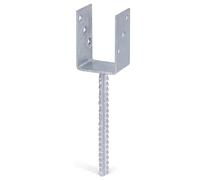 Alberts 214234 Ancre de poteau en U | avec ancrage béton en acier strié | galvanisée à chaud | largeur 71 mm | longueur de l'ancrage béton 200 mm