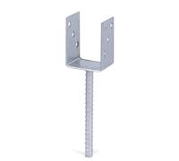 Alberts 214241 Ancre de poteau en U | avec ancrage béton en acier strié | galvanisée à chaud | largeur 75 mm | longueur de l'ancrage béton 200 mm
