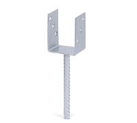 Alberts 214258 Ancre de poteau en U | avec ancrage béton en acier strié | galvanisée à chaud | largeur 81 mm | longueur de l'ancrage béton 200 mm