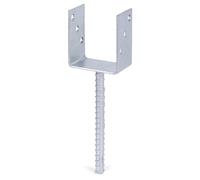 Alberts 214265 Ancre de poteau en U | avec ancrage béton en acier strié | galvanisée à chaud | largeur 91 mm | longueur de l'ancrage béton 200 mm