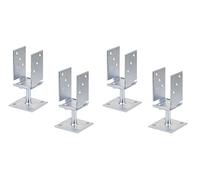 Alberts 214500 Lot de 4 supports de poteau en U | Largeur réglable et à visser | Galvanisé passivé à couche épaisse | Largeur 71-131 mm