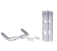 Alberts 215668 Béquille de porte | pour serrure encastrée | Aluminium anodisé, couleur argent | 220 x 40 mm