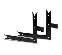Alberts 306397 Penture équerre | bout droit ou queue de carpe pour le haut ou le bas | laquée noire | gond Ø 14 mm | 250 x 300 x 35 mm | Set de 2 pièces