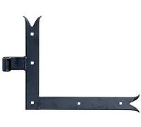 Alberts 306427 Penture équerre | bout droit ou queue de carpe pour le haut ou le bas | laquée noire | gond Ø 14 mm | 250 x 300 x 35 mm