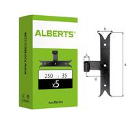 Alberts 306519 Penture du milieu | queue de carpe | acier, laquée noire par cataphorèse | gond Ø14 mm | dimensions 250 x 35 mm
