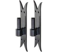 Alberts 306724 Gond sur platine | crochet DI, bout queue de carpe | laquée noire | cote axe Ø16 mm | platine 205 x 45 mm (Lot de 2)