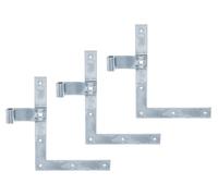 Alberts 313272 Penture équerre | bout droit ou queue de carpe pour le haut ou le bas | passivée | gond Ø 13 mm | taille 250 x 200 x 30 mm | Set de 3 pièces