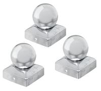 Alberts 327217 Capuchon pour poteau en bois | avec tête sphérique | acier inoxydable | 70 x 70 mm | Set de 3 pièces
