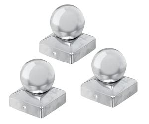 Alberts 327217 Capuchon pour poteau en bois | avec tête sphérique | acier inoxydable | 70 x 70 mm | Set de 3 pièces