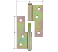 Alberts 333751 Paumelle universelle | utilisable à gauche ou à droite | galvanisé Sendzimir | 80 x 65 mm