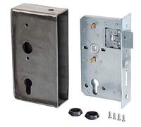 Alberts 412050 Boîtier de serrure | avec serrure galvanisée | acier | cote axe 65 mm | 190 x 100 x 50 mm
