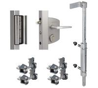 Alberts 415808 LOCINOX Kit de serrure pour profilés de 40 mm | Serrure industrielle LAKQ U2 + verrou de barre externe VSF + butée SAKL QF + paumelle de porte à 180° BoltonHD-4D-ALUM